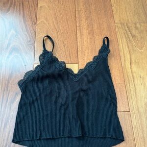 Francesca's Collections Black Ribbed Crop tank top never worn